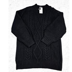 Lillusory Sweater, Cableknit, Long, Chunky, Button Shoulder, Sz M, New with Tags